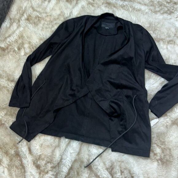 BLANKYC Suede Feel Black Draped Front Jacket | Sz S - Picture 4 of 7